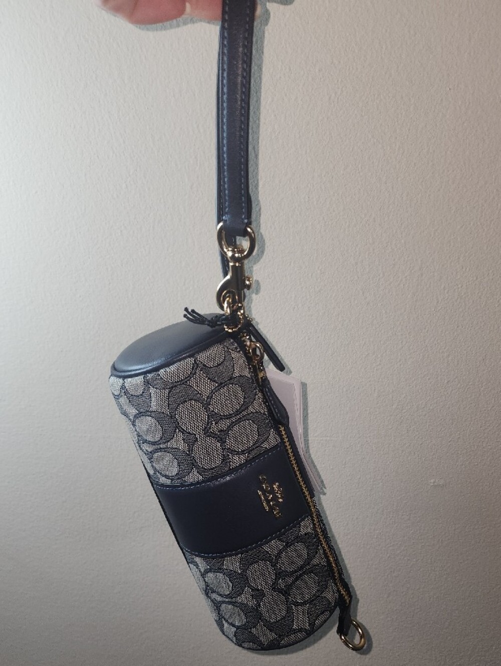 Coach Navy Blue Mini Nolita Signature Jaquard Print Canvas Clutch Wristlet Purse - Picture 12 of 12
